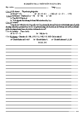 Bài kiểm tra 1 tiết môn Toán lớp 6
